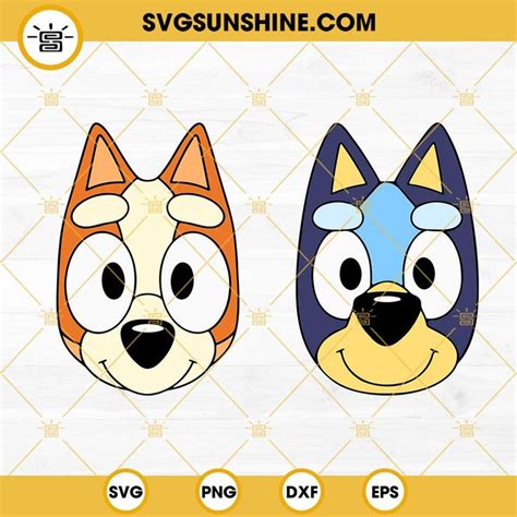 Bluey And Bingo Face SVG Bundle, Bluey Cartoon Disney SVG PNG DXF EPS Cricut Files | Dog face ...