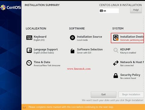 Steps To Install Centos-8 With Screenshots | LinuxTeck