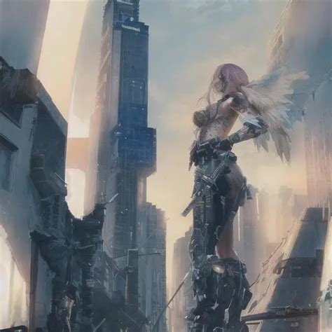 Beautiful cyberpunk angel with tattoos, apocalyptic,... | OpenArt