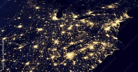 Video Stock Beautiful Light of Night Cities USA from the Orbiting ...