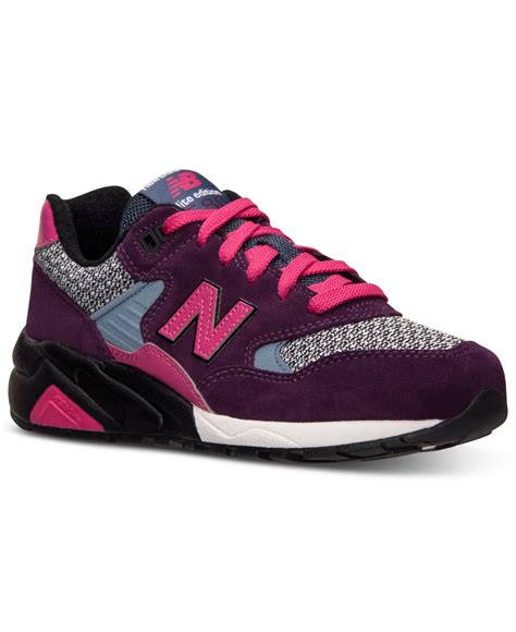 New Balance Women's 580 Elite Edition Casual Sneakers From Finish Line in Grey/Purple/Pink (Gray ...