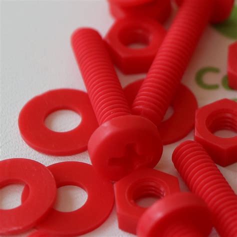 20x Red Screws Plastic Nuts & Bolts, Washers, M4 x 40mm, Anti-Corrosion 712195705560 | eBay