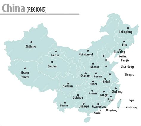 Premium Vector | China map illustration vector detailed China map with region names