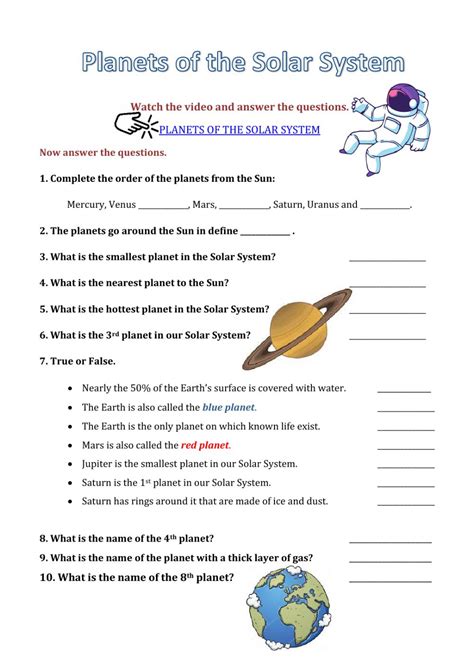 Earth Science Space Science Worksheet Pdf - Scienceworksheets.net