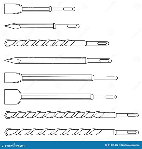 Hammer Drill Bits Contour Stock Vector - Image: 61485492