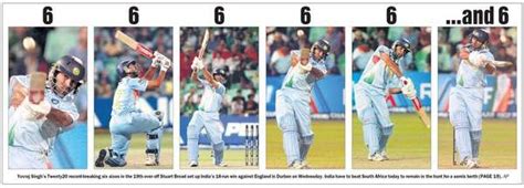 Yuvraj Singh celebrates his six sixes in an over against England in the ...