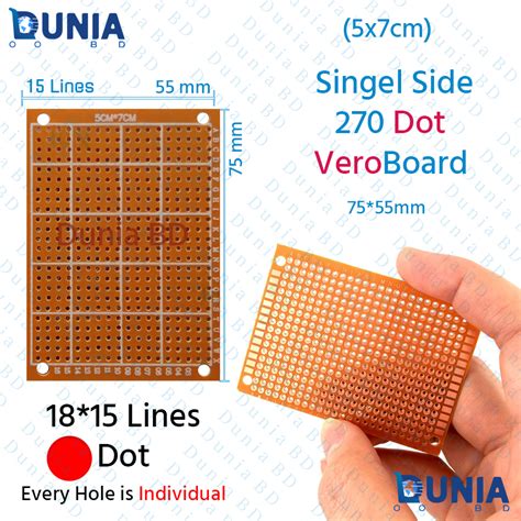 Veroboard Dot Type individual Hole Circuit Board Single Side DIY PCB ...