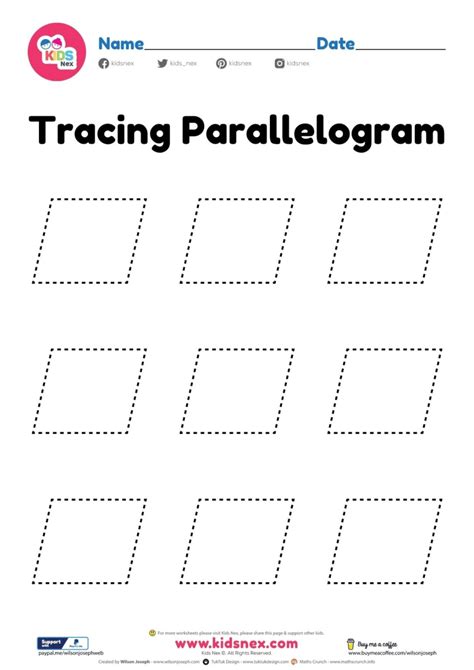 Parallelogram shape worksheet tracing for preschool | | Shapes worksheets, Kindergarten ...