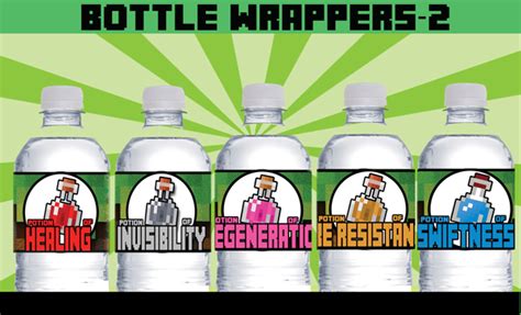 8-Bit Potion Bottle Labels, Minecraft Party Ideas – INSTANT DOWNLOAD