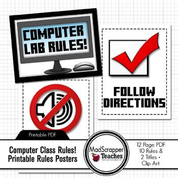 Computer Lab Rules Posters by Madscrapper Teaches | TpT