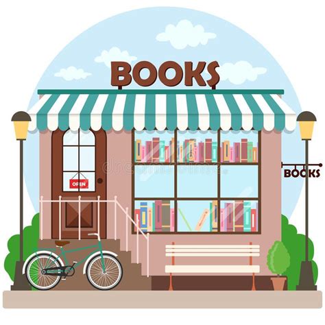 Bookshop bookstore building facade. A row of books in the window ...