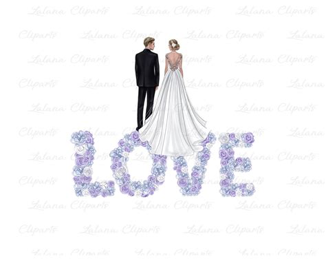 Lavender Wedding Clipart Bridal Clip Art Love Clipart Fashion | Etsy