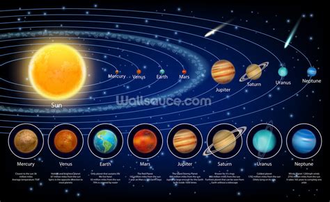 Solar System Planets with Detail Wallpaper Mural | Wallsauce AU