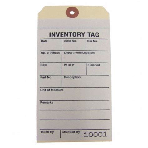 BADGER TAG & LABEL CORP Inventory Tag, 6 1/4 in Height, 3 1/8 in Width ...