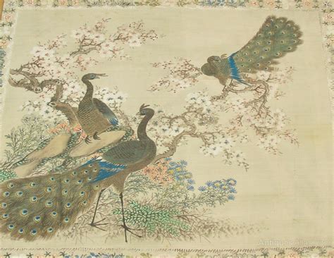 Antiques Atlas - Antique Chinese Painting On Silk Peacocks