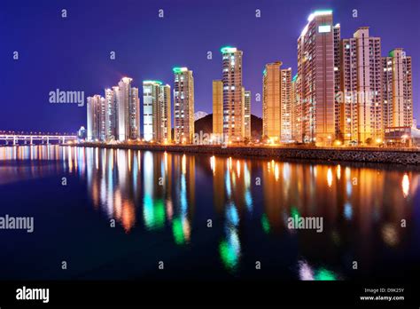 Skyline of Busan, South Korea at night Stock Photo - Alamy