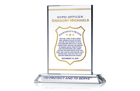 Policeman’s prayer gift plaque