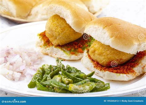 Indian Famous Street Food Vada Pav is a Vegetarian Fast Food Dish from Maharashtra Stock Photo ...