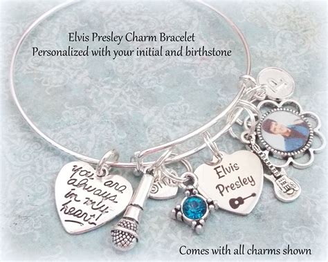 Elvis Presley Fan Gift, Elvis Presley Charm Bracelet, Music Lovers Gift ...