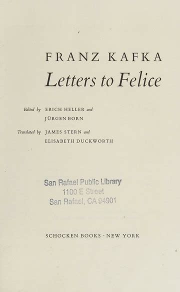 Letters to Felice : Kafka, Franz, 1883-1924 : Free Download, Borrow ...