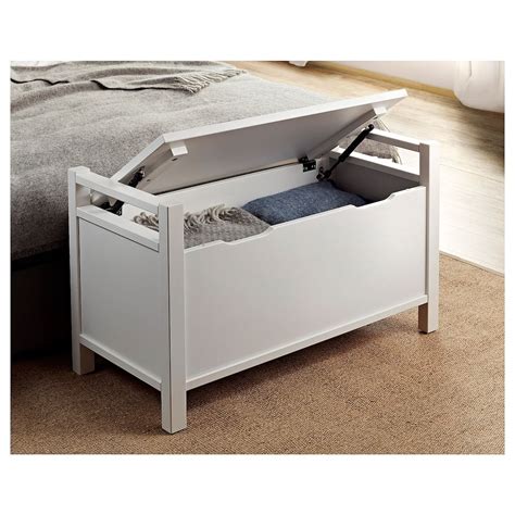 HEMNES Storage bench, white stain - IKEA | Storage bench, Hemnes ...