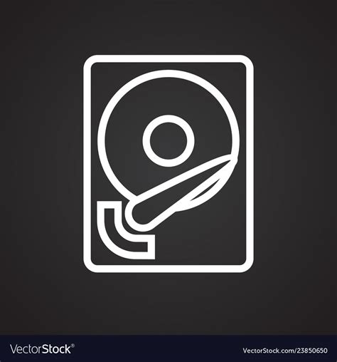 Data storage device icon on black background Vector Image