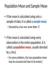 10 - Population Mean and Sample Mean - student slides - Copy.ppt ...