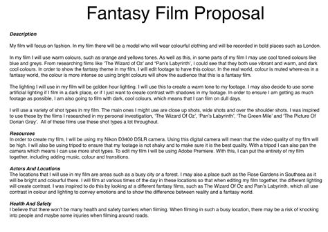 Film Proposal | Fantasy films, Digital film, Film
