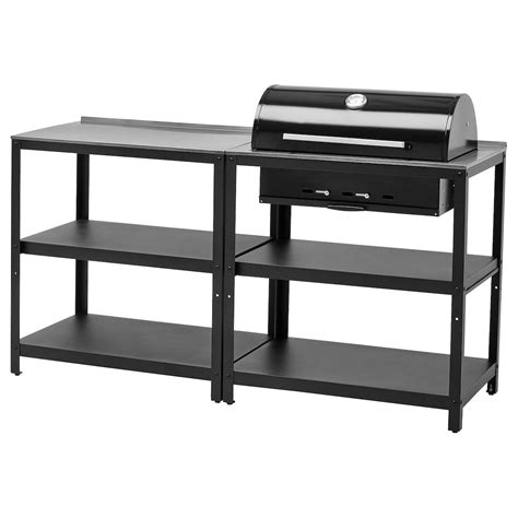 GRILLSKÄR Kitchen with charcoal bbq, outdoor - stainless steel - IKEA ...