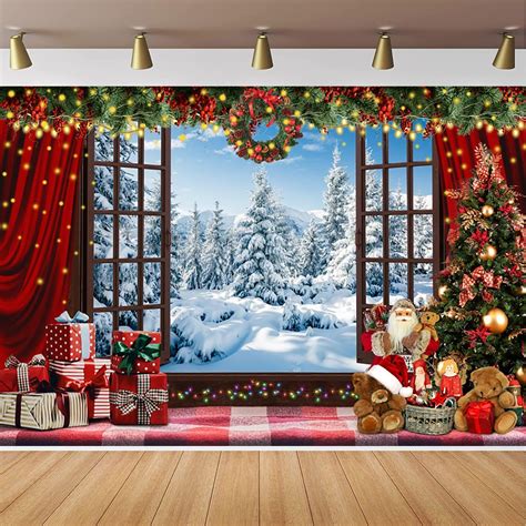 Amazon.com: 20x10ft Christmas Backdrop Winter Snowy Forest Window ...