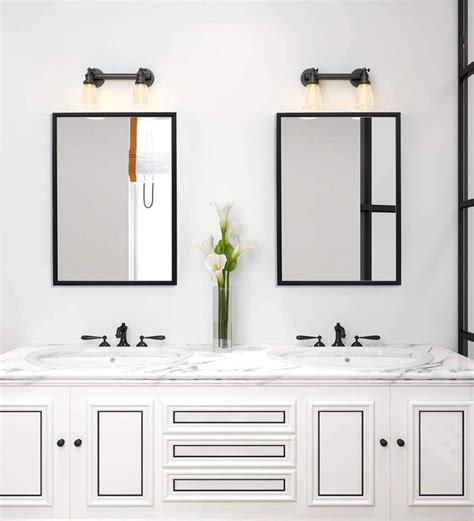 ANDY STAR 30x40” Strong Pine Wood Black Bathroom Mirrors for Wall ...