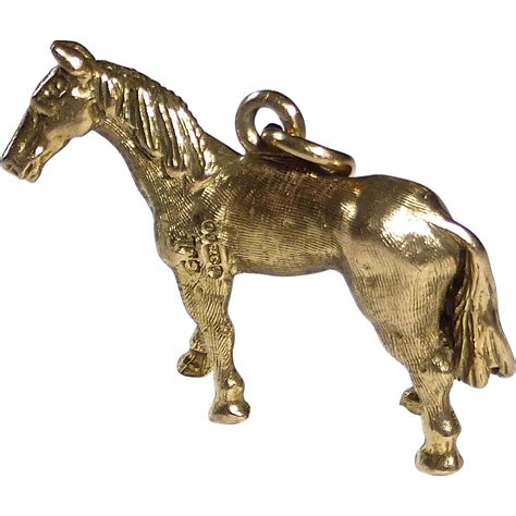 9k Yellow Gold Three Dimensional Horse Charm from bejewelled on Ruby Lane