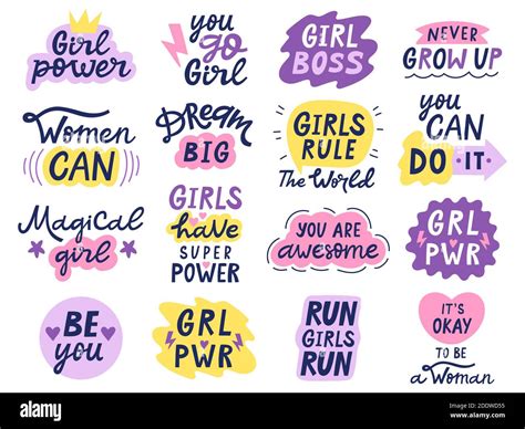 Girl power letterings. Motivational feminist quotes, hand drawn ...