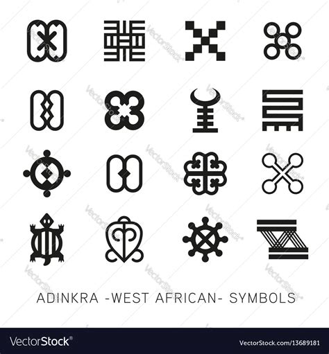 Set of akan and adinkra west african symbols Vector Image