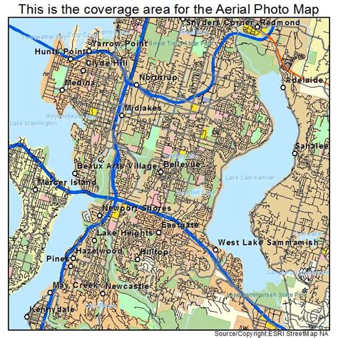 Aerial Photography Map of Bellevue, WA Washington