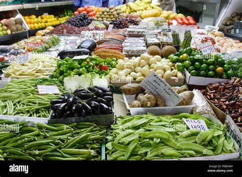 Vegetable stalls in the Central Market in the historic center, opened in 1869 Stock Photo - Alamy