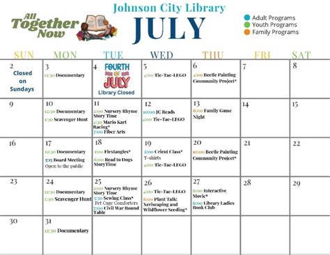 JC Library Events: July 2023 - Johnson City