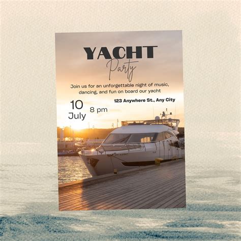 Yacht Invitation, Yacht Party Invite, Boat Party Invitation, Instant Download, Editable Invite ...