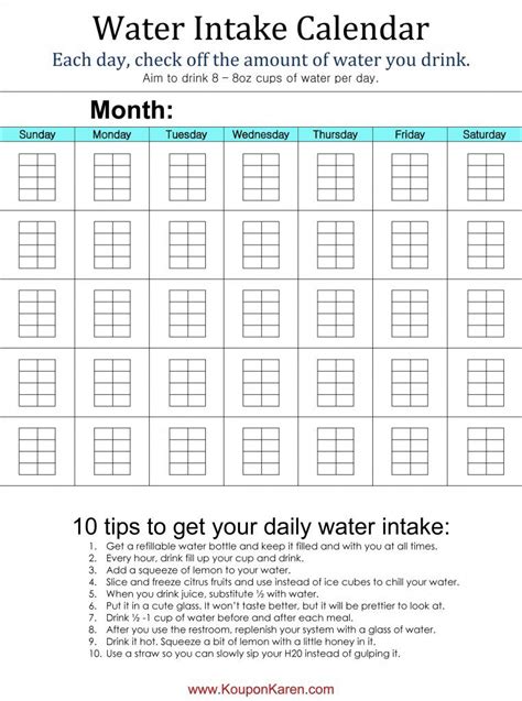 FREE Printable Water Intake Calendar {drink more water in 2014}