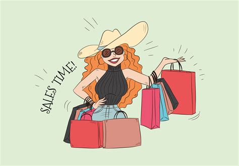 Cute Vector Woman Holding A Lot Of Shopping Bags 164362 Vector Art at ...