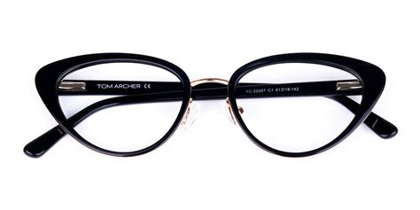 Black & Gold Cat Eye Glasses Frame | ABBEY | Specscart.®