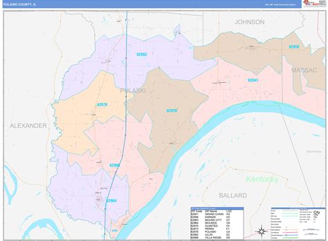 Pulaski County, IL Wall Map Color Cast Style by MarketMAPS - MapSales.com