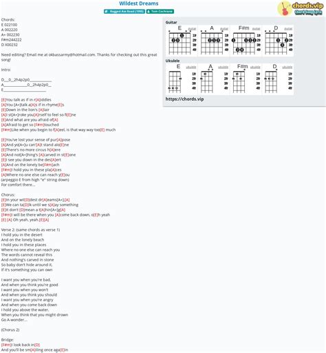 Chord: Wildest Dreams - Tom Cochrane - tab, song lyric, sheet, guitar ...