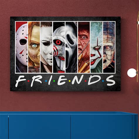 Horror Movie Characters Halloween Framed Canvas - Friends Horror Scary ...