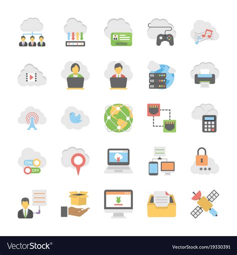 Cloud computing icons set 3 Royalty Free Vector Image