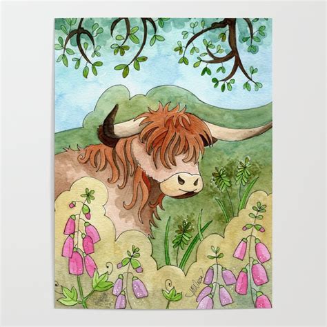 MY SCOTTISH COW Poster by Lisette Artwork | Society6