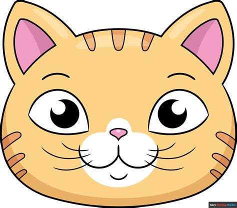 Cartoon tabby cat face drawing. Cute striped kitty portrait - Clip Art ...