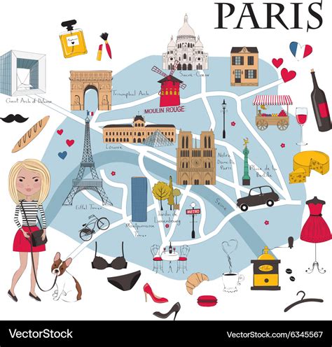 Paris map Royalty Free Vector Image - VectorStock