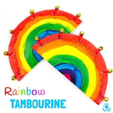 RAINBOW PAPER PLATE TAMBOURINES | Instrument craft, Diy musical instruments, Music instruments kids