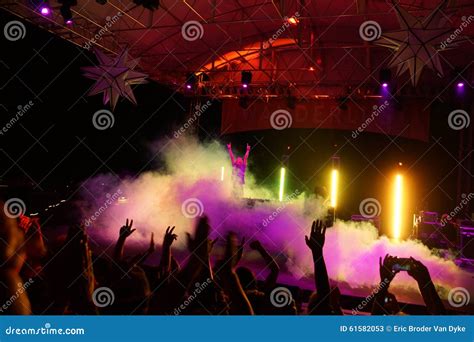 Crowd of People Wave Arms As Does Moby during Concert Editorial Stock ...